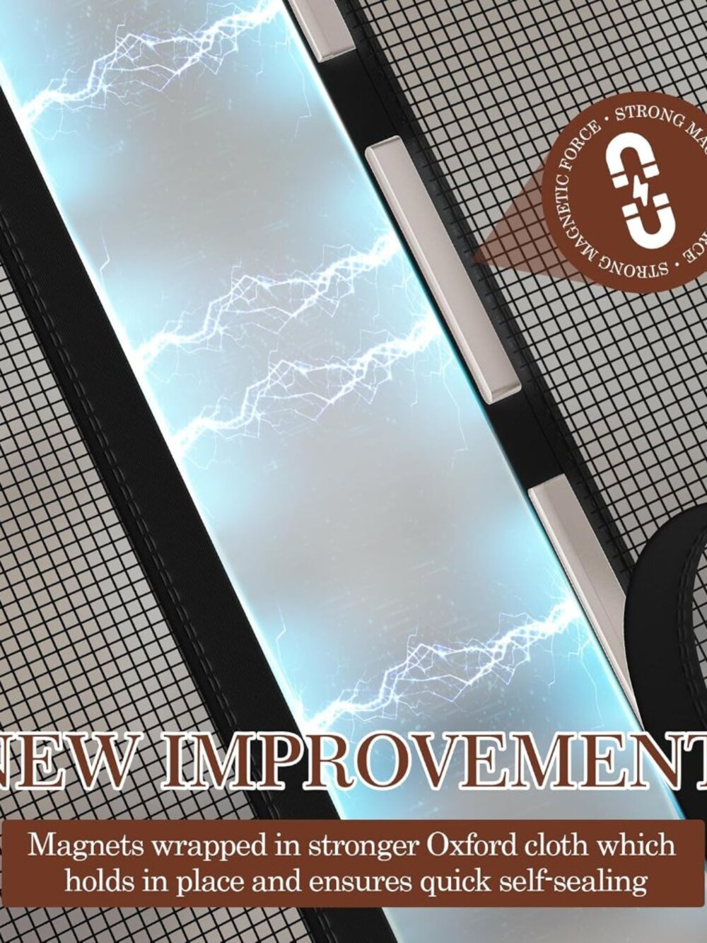 Magnetic Screen Door for 32x80 Doors, Screen Size 34"x81" High-Density Fiberglas - Picture 3 of 8